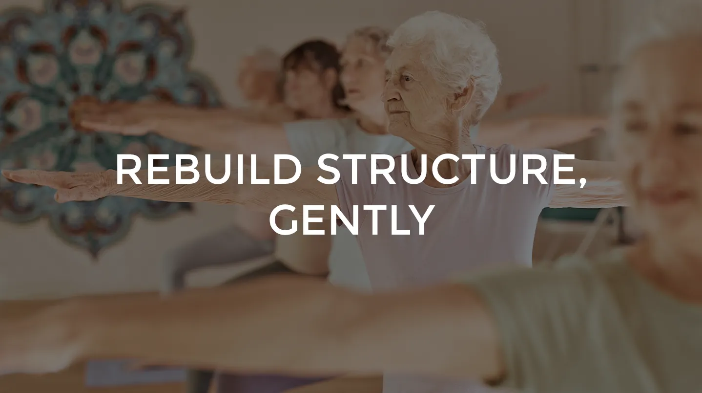 Older women stretching in a group exercise class